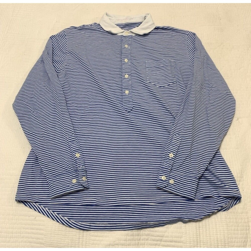 B. Draddy Women’s Long Sleeve Striped Polo Shirt Size XL Pima Cotton Beach Boat
